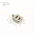 Macro detail of silver bubble letter B pendant in stainless steel with exact measurements - Letter B / Steel
