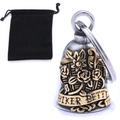 Retro motorcycle guardian bell with rose relief and black velvet pouch for bike riding - Two-Tone Floral Bell + Storage Pouch