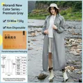Reusable grey EVA raincoat with drawstring hood, elastic cuffs, and 0.19mm thickness - 19-thread 150g Premium Gray Adult Drawstring