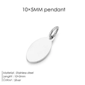 Oval stainless steel tag pendant in silver finish for jewelry DIY, sized 10x5mm. - 10x5mm / Silver
