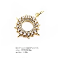 Detailed view of a gold-plated spiked ring pendant with zircon inlay and dimensions - Gold Zircon Spike Ring Pendant