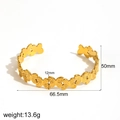 Detailed view of 18k gold butterfly stainless steel cuff with measurements and weight - Hollow Butterfly Style (TB7154)