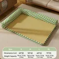Kühlmatte für Haustiere mit grünem Karomuster und gewebter Rattan-Oberfläche in vier Größen - S (40*30cm) / Grün-Weißes Schachbrett Verdickt