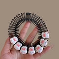Cute black wavy headband with eight white cartoon bunny characters for girls hair - 10# Rabbit