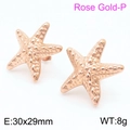 Hohlstern-Ohrringe in Roségold mit realistischer Textur für Damen aus Edelstahl - Roségold