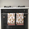 Set of two microfiber Christmas kitchen towels with gingerbread man prints and plaid edges - Design 19 (2PCS)