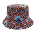Chapeau bob bohème à motif mandala pour femme, chapeau de soleil réversible en toile - M (56-58cm) / Rouge