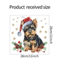 Dettaglio dell'adesivo murale Chihuahua di Natale con stelle e decorazioni da 28cm - Yorkshire Terrier di Natale / 28*28cm