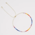 Handmade adjustable bracelet with rainbow square beads and golden metallic accents - Gradient Rainbow Style (MI-B220140C) / Rainbow Gradient Patchwork