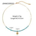 Gold sun pendant necklace with turquoise beads made of durable stainless steel - Sun Pendant with Turquoise Beads