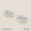 Quilted heart stud earrings in silver finish with rippled texture stainless steel - Style B Steel Wavy Pleated (KE114941-KFC)