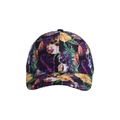 Detail of baseball cap crown featuring vibrant tropical floral and colorful skull print - One Size / Black Skull