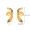 Detailed dimension view of gold vintage petal earrings showing 36mm height and 18mm width - Abstract Flame Shape / Gold Irregular Wave Style