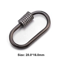 Black metal oval screw clasp with rhinestones for jewelry and bag accessories, 28x16mm - Style 28 (Gun Metal Pave Zircon Oval Clasp 28x16mm)