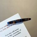 Tortoiseshell acetate hair clip in dark blue and amber with gold LaFrance lettering - Blue-Brown
