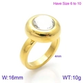 Golden round zircon ring featuring 16mm width bezel setting and US size 6 to 10 - US 10 / Gold Large Surface Solitaire Zircon Style (KR87112-K)