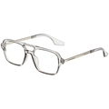 Retro double-bridge pilot sunglasses in transparent smoke grey finish for men and women - Transparent Grey Silver Leg White Lens