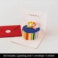 Set biglietto compleanno 3D pop-up con busta rossa e adesivo circolare bianco - Design A - HK8005 Biglietto Pop-up Arcobaleno