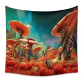 Detailed surreal mushroom landscape print on bohemian tapestry with vibrant alien planet scene - Zj422-14