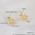 Golden heart and star stud earrings in copper with zircon inlay and 3-layer gold plating - Star Heart