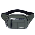 Waterproof army green waist bag for men featuring adjustable strap and black zipper pulls - Green