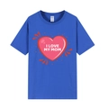 Blue short-sleeved t-shirt with I Love My Mom heart print in a comfortable fit - XS / Heart Letter Print / Sapphire Blue