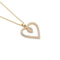 Collana con ciondolo a cuore dorato alla moda con pietre di zircone scintillanti - Catena a scatola YH / Oro