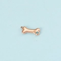 Rose gold bone pendant charm featuring a sparkling round blue zircon stone setting - Rose Gold Color March