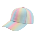 Regenbogen-Baseballkappe für Mädchen mit Glitzereffekt und Farbverlauf im Design - Gestreift Rosa Gelb