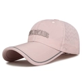 Pink breathable quick-dry baseball cap with embroidered letters and reflective edge - Adjustable / Pink