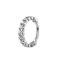 Silver stainless steel ear hoop featuring hollow heart patterns and a polished finish - 1.2x8mm / Style 9-Steel Color