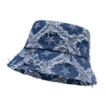 Cappello da pescatore in denim blu scuro con bordi sfrangiati e stelle donna - M(56-58cm) / Blu