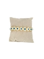 Vintage gold geometric evil eye bracelet with blue enamel charms on display pillow - Mediterranean Vintage Style / White Eye