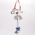 Campana di Natale traforata da 10cm con fiocco bianco per decorazione albero di festa - Argento