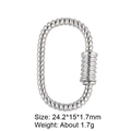Silver twisted metal oval spring carabiner clasp for jewelry making and accessories - Style 90 (Silver Twisted Rope Clasp 24.2x15mm)