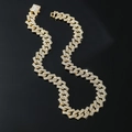 Luxurious gold iced-out cuban link chain necklace with sparkling rhinestones for hiphop style - Gold-18inch Necklace
