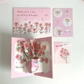 Set biglietto auguri rosa 3D pop-up con busta coordinata, adesivi e piccolo biglietto - Serie Rose-Bouquet Rosa Tipo 1
