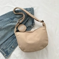 Sac fourre-tout minimaliste en velours beige avec sangle et petit porte-monnaie rond - Kaki