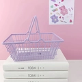 Mini purple wire storage basket with dual handles for desk capsule coffee organization - Medium Purple Basket 19*13.5*9cm