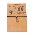 Christmas wish bracelet with silver tree charm and black cord on card packaging - Christmas Tree