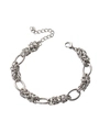 Bracciale a catena hip-hop in acciaio inossidabile argento con chiusura a moschettone - XYB0143-Tessitura complessa / Argento