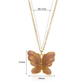Dettagli dimensionali della collana vintage a libellula con smalto e catena dorata - Ciondolo Farfalla Rosa Viola (G8266161G-3)