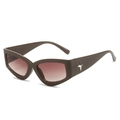 Gafas de sol cat-eye retro Y2K marrón café con decoración de estrella plateada - Montura Té Lentes Té Degradado