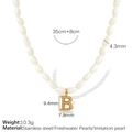 Titanium steel pearl necklace with a golden letter B pendant for women - Letter B(XL185珍珠B金色项链)