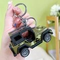 Green camouflage jeep toy keychain with a metal ring, palm-sized handheld mini car charm - Jeep - Green Double Bars