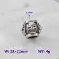 Perlina a teschio in acciaio inox argento retrò per bracciali fai-da-te con foro 5,2 mm - Stile Teschio 1(KLJ9086-KJX)