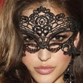 Elegant black lace masquerade mask with intricate floral embroidery for Halloween balls - Black Lace Mask