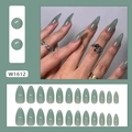 Translucent jade green almond press-on nails with a jelly finish and glossy texture - Glue Type / Jade Green (W1612)