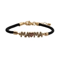 Verstellbares MAMA Herz Armband mit vergoldetem Kupfer und Zirkon für Muttertagsgeschenke - CB00158 Schwarzes Seil