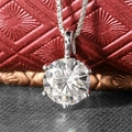 Classic six-prong solitaire pendant necklace with a brilliant round-cut sparkling zircon - XL253 Round Six-Prong
